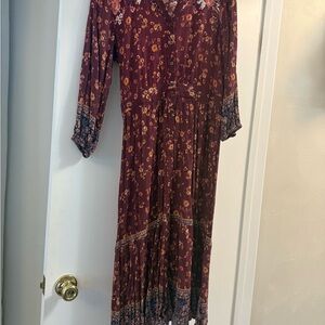 Knox Rose Burgundy Floral Long Sleeve Dress